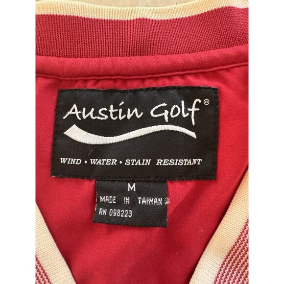 Austin Golf Vest Men Medium Red Pockets V Neck Stain Resistant Activewear Preppy - Picture 2 of 13